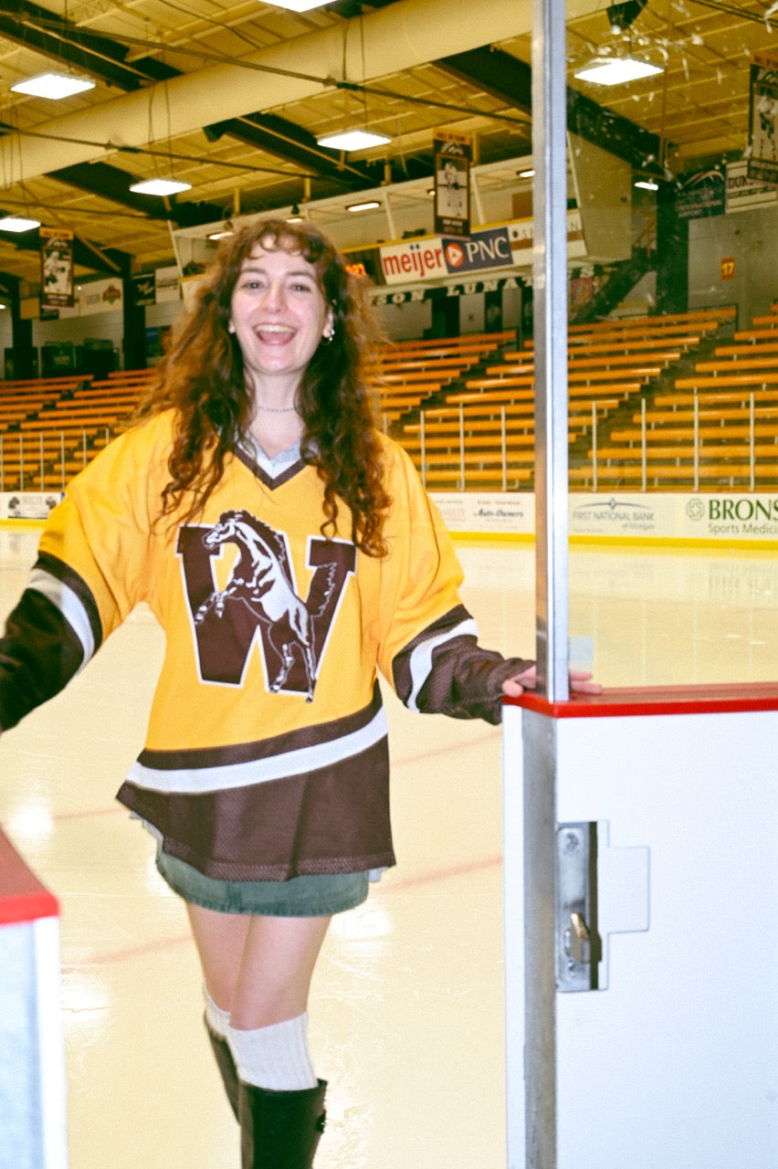 Officially Licensed Western Michigan Broncos 1990s Hockey Jersey — Gold