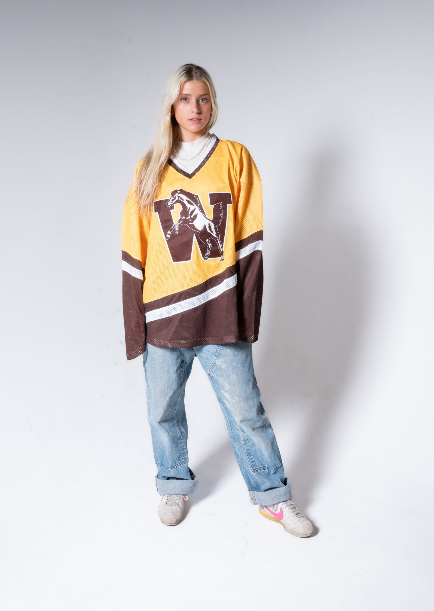 Officially Licensed Western Michigan Broncos 1990s Hockey Jersey — Gold