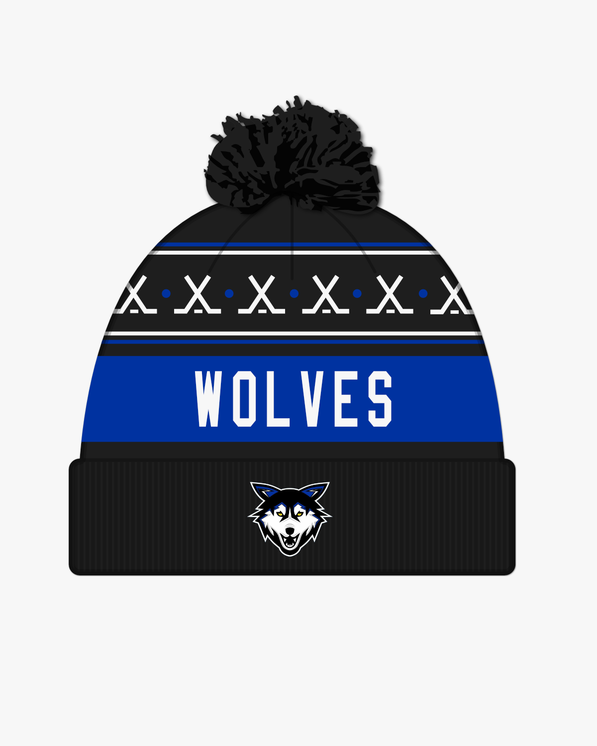 Watertown Wolves Knit Pom Beanie